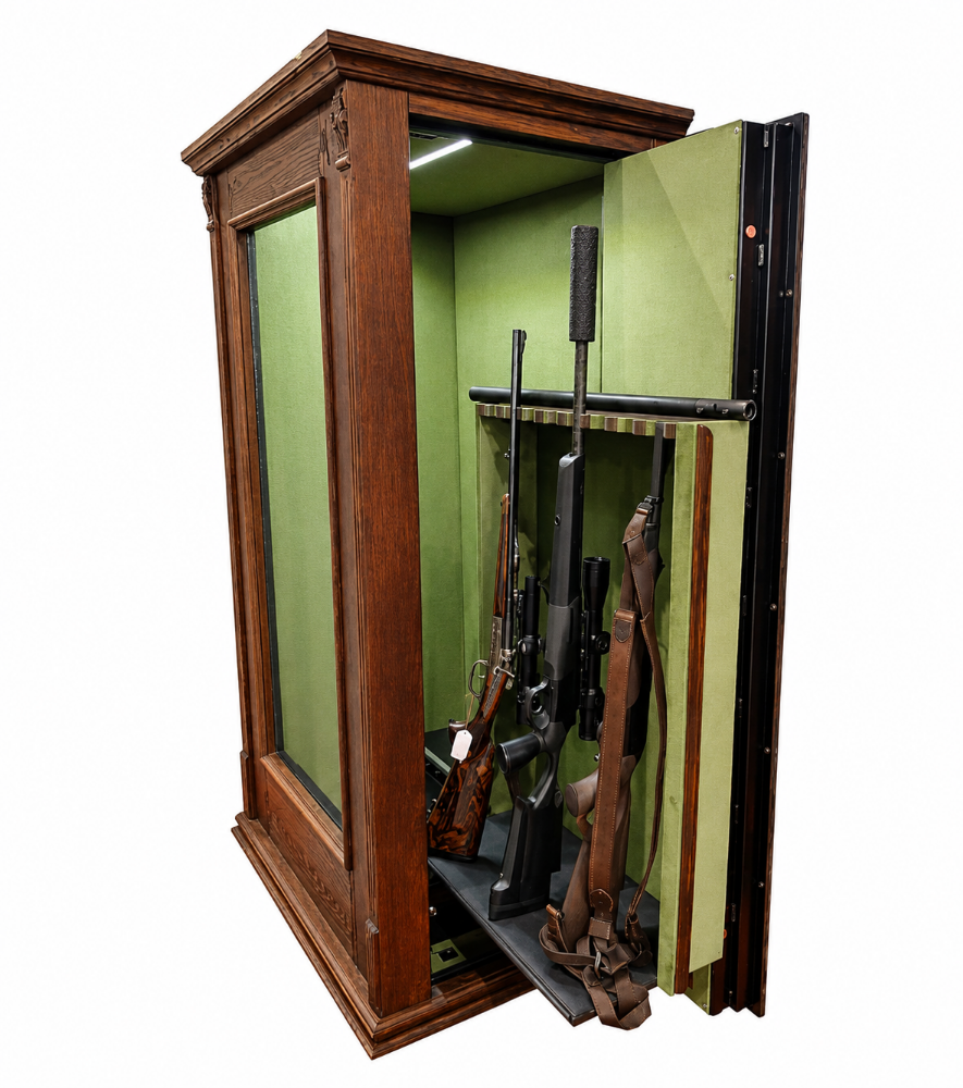 Waffenschrank Vitrine las Holz Rebhuhn