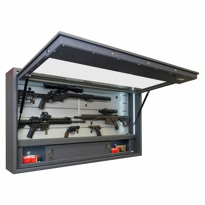 Wand Glaswaffenvitrine Lombardei offen mit Musterbestückung